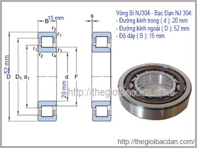 Vòng bi bạc đạn NJ304E dùng cho máy gặt Kubota